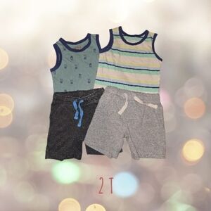 Cat & Jack Old Navy Toddler Boy 4pc Summer Bundle 2T: 2 Tank Tops & Shorts